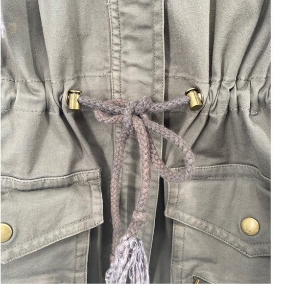 Kenna-T Olive Green Utility Jacket Cinched Waist Bronze Metal Detail Size Medium - Picture 6 of 11